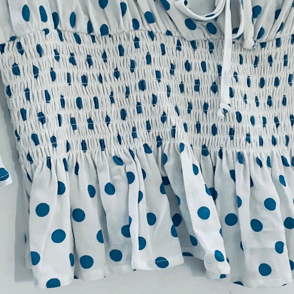 Free People Polka Dot Milkmaid Crop Top Small Cottagecore Boho Peasant Fairy - Picture 5 of 12